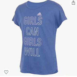 Adidas Blue Short Sleeve Graphic Cotton Tee Girl’s Size Large 12/14